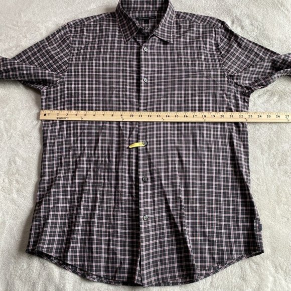 John‎ Varvatos Shirt Mens Large Button Up Black/Red/White Plaid Star USA - Picture 3 of 7